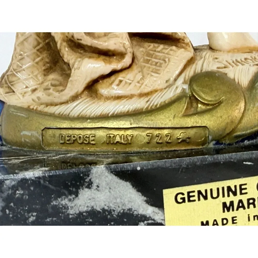 VTG Fontanini Depose Italy Carrara Marble Simonelli Boy with Fish 7